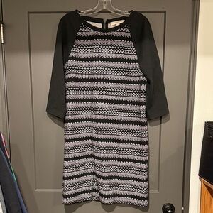 LOFT Black and White Long Sleeve Dress